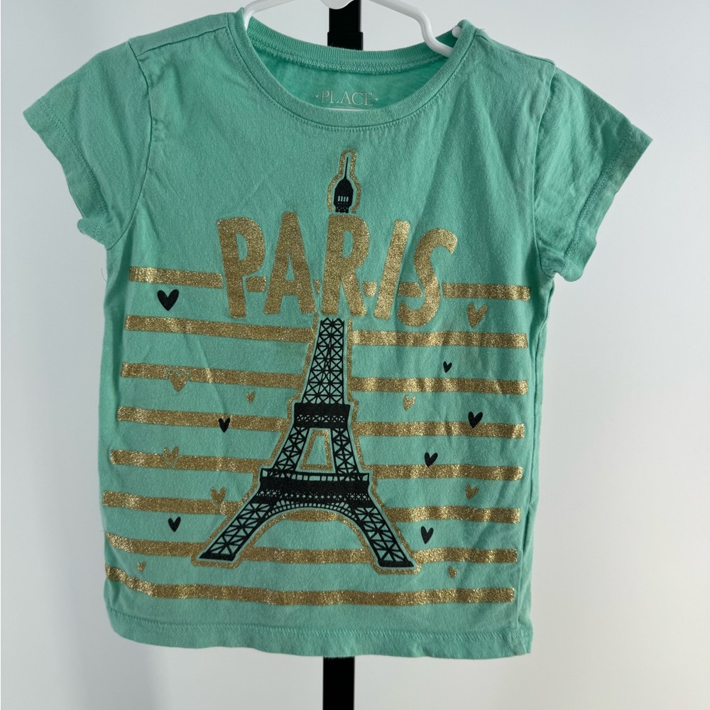 Children’s Place Green Paris Tee with Gold and Black Design
